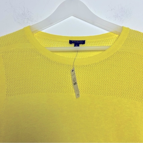 Talbots NEW Bright Yellow Lightweight Tunic Sweater Linen Blend Summer Comfort - Picture 2 of 12
